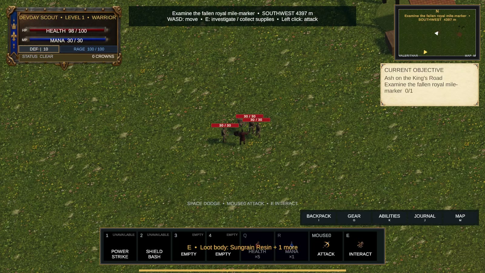 Actual Unity gameplay capture of roadside combat in the developing RPG