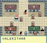 Actual Fallen Crown gameplay showing a pixel-art town, merchants, and the player